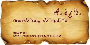 Andrássy Árpád névjegykártya