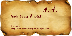 Andrássy Árpád névjegykártya